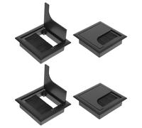 KOCKSHION 4 pièces Passe-câbles de Bureau Abs Noir Carrés avec Brosse pour Gestion et Organisation des Câbles Au Bureau Maison