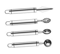 KOCKSHION 4 pièces Set de Outils à Fruit Acier Inoxydable Cuillère à Melon Outil de Sculptage de Fruits pour Melon Pastèque et Cantaloup