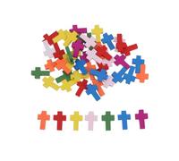 KOCKSHION 50 Breloques Pendentifs Croix en Bois Léger à Perçage Latéral pour Création de Colliers Artisanaux, pour L'école du Dimanche Amateurs de Bijoux DIY Couleur Couleur Aléatoire