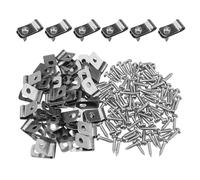 KOCKSHION Agrafes de Clôture en Fil de Fer Acier Inoxydable 304 Lot de 100 Clips de Câble Clou avec Vis pour Clôtures Métalliques et Bois Adapté aux Applications Agricoles et Panneaux de