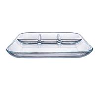 KOCKSHION Assiette Compartiments Résistante la Chaleur en Verre Trempé Carrée Plateau de Service Pratique pour Fruits, Steak et Repas Cuisine et Repas Quotidiens