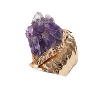 KOCKSHION Bague Amethyste Pierre Naturelle en Agate Pourpre, Anneau D'ouverture Réglable, Chic et Confortable, Bagues en Agate Ouvertes Décoratives pour Femmes