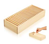 KOCKSHION Boîte de rangement bois à compartiments détachables pour cartes de visite et accessoires, solution de rangement pour dortoir et espace de travail