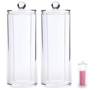 KOCKSHION Boîte de Rangement Cylindrique PS 2pcs Couvercle pour Coton Démaquillant et Élastique à Cheveux, Étanchéité et Durabilité, pour Salle de Bain