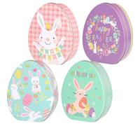 KOCKSHION Boîtes à Bonbons en Fer-blanc D'œufs de Pâques, Légères et Décoratives, Lot de 4 pour Biscuits et Friandises, Ambiance Festive pour Garçon et Filles