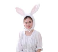 KOCKSHION Bonnet en Peluche et Coton Pp à Oreilles de Lapin Blanc Confortable en Peluche Courte Chapeau Décoratif Polyvalent pour Déguisement et Accessoires Photo