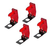 KOCKSHION Cache-basculant de Sécurité 12 Mm Transparent Rouge, Lot de 4 Couvercles de Protection Étanches et Anti-poussière pour Interrupteurs à Bascule Industriels, Protections