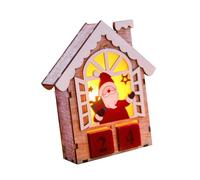 KOCKSHION Calendrier de L'avent en Bois Lumineux de Maison Cheminée, Blocs en Bois Amovibles, Design Enneigé Créatif pour Décoration de Noël et Accessoires Photo
