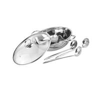 KOCKSHION Casserole Inox Multi Usage pour Fondue Chinoise à Deux Pot à Soupe Robuste et Facile à Nettoyer avec Poignée Antidérapante pour Repas Famille et Amis