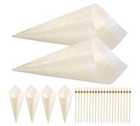 KOCKSHION Cornets en Bois Jetables 125 Mm 100 Pièces et Piques à Cocktail en Bois 12 Mm 100 Pièces - Kit 200 Pcs pour Glace, Apéritifs et Fêtes, Fourniture Alimentaire Pratique et