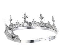 KOCKSHION Couronne de Roi Argentée Réglable en Fer avec Strass, Confort Ajustable et Résistant, Accessoire de Fête pour Halloween et Noël, Style Vintage et Élégant