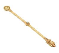 KOCKSHION Cuillère En Laiton Pur Sculptée, Cuillère Hawan Pour Verser Le Ghee, Manche Long, Finition Bleu Profond, Ritualiste Bouddhiste Pour Offrandes Sacrées Et Rites Religieux