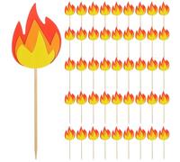 KOCKSHION Décoration de Gâteau Anniversaire Pompiers 50 Pièces, Décorations Flammes à Insérer pour Cupcakes et Gâteaux, Pics en Bois Thème Pompier pour Fêtes Garçon et Filles et Soirées