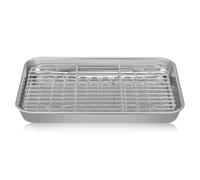 KOCKSHION Ensemble de 2 Plaques de Cuisson en Acier Inoxydable avec Grille pour Four, Grosse Capacité, Nettoyage Facile, Résistant aux Dommages, pour Grill et Pâtisserie