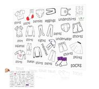 KOCKSHION Étiquette Autocollante Rangement des Vêtements 40x60 Cm, Autocollant Mural Éducatif pour Tri du Linge, Étiquette de Classification Garde-robe Garçon, Décoration Chambre Bébé,