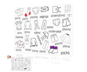 KOCKSHION Étiquette Autocollante Rangement des Vêtements 40x60 Cm, Autocollant Mural Éducatif pour Tri du Linge, Étiquette de Classification Garde-robe Garçon, Décoration Chambre Bébé,