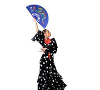 KOCKSHION Éventail de Danse Chinois en Plastique Bleu Charnière Lisse et Ouverture Facile pour Performance et Décoration Arts Martiaux Tai Chi