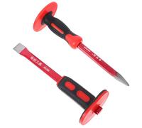 KOCKSHION Jeu de 2 Burins à Maçonnerie Lourds 30 Cm en Acier Chrome-vanadium Trempé Burin Plat Protège-main en Caoutchouc Outils pour Démolition Sculpture et Travail du Béton