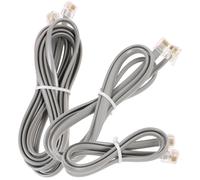 KOCKSHION Kit 3 Cordons Téléphoniques Rj12 6p6c 6 Fils Longueurs 0,5 M 1 M 2 M Câble Argenté Plat Rallonge Fil Téléphonique pour Ligne Fixe Bureau et Maison