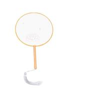 KOCKSHION Kit de Ventilateur Facile à Utiliser Tissu et Bois, Accessoire en Soie Blanche pour Broderie DIY pour Artisanat Fait Main Destiné aux Adultes