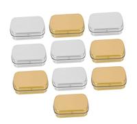 KOCKSHION Lot de 10 Boîtes en Métal Couvercle à Charnière, Petite Boîte à Bonbons Rectangulaire, Argenté Brossé et Or Brillant, Rangement pour Petits Objets, Utilisation Bureau et Maison,