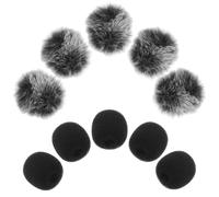 KOCKSHION Lot de 10 Housses de Microphone Lavalier Noires en Peluche et Éponge Protection le Vent et Design Respirant pour Discours en Intérieur