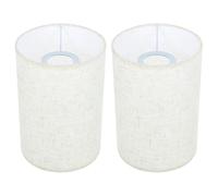 KOCKSHION Lot de 2 Abat-Jour Ronds en Tissu Bambou Naturel Beige Diamètre Moyen pour Lampe de Bureau et Applique Murale Style Rétro Diffuseur de Lumière Douce Compatible Douille E27