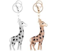 KOCKSHION Lot de 2 Porte-clés Girafe en Alliage Pendentifs Colorés Doré Clair et Blanc Petits Porte-clés Girafes Décoratifs pour Paquet à Dos et Créations DIY Légères et Suspendues
