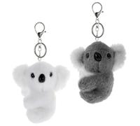 KOCKSHION Lot de 2 Porte-clés Peluche Koala Doux Blanc et Gris, Pendentif Décoratif Artisanal pour Clés et Paquet, Accessoire Mignon pour Voiture, Présent Fête et Anniversaire