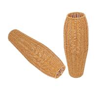 KOCKSHION Lot de 2 Vases Porte-Fleurs Tressés en Plastique Marron, Décor Rustique Simple et Élégant pour Fleurs Séchées ou Artificielles, Décoration Intérieure
