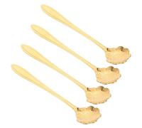 KOCKSHION Lot de 4 Cuillères à Café en Acier Inoxydable Doré Forme de Fleur, Légères et Faciles à Nettoyer, Design Unique pour Thé, Café et Desserts Élégants