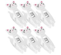 KOCKSHION Lot de 6 Pinces à Linge Multifonctions de Chat Clip de Scellage pour Sachets Alimentaires Clip Photo et Ticket Plastique Blanc Cuisine et Bureau Rangement Compact