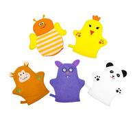KOCKSHION Moufles de Bain pour Bébé en Coton Doux Lot de 5pcs Forme de Fruits Adorables Forte Capacité de Lavage pour Toilette Quotidienne des Garçon et Filles Style Aléatoire