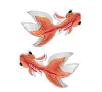 KOCKSHION Patch à Coudre Poisson Doré 2 Pcs Autocollant Thermocollant pour Vêtements et Coussins, Réparation et Décoration Diy, Tissu Brodé Peau Douce