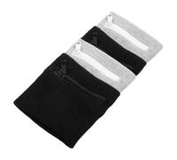 KOCKSHION Pochette de Poignet Zippée 4 Pièces Noir et Gris Clair, Bracelet Sport Respirant avec Dragonne Ajustable pour Clés, Monnaie et Cartes, pour Course, Randonnée et Salle de Sport,