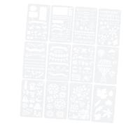 KOCKSHION Règle de Pochoir de Dessin pour Garçon et Filles 12Pcs Modèles de Peinture Amusants en Plastique Outils de Scrapbooking Décoration pour DIY et Activités Artistiques