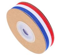 KOCKSHION Ruban Artisanal aux Trois Couleurs Rouge, Blanc et Bleu en Polyester, Finement Cousu, Design Polyvalent pour Décoration de Bouquet et Emballage Présent Festif, 1 Rouleau