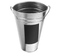 KOCKSHION Seau à Fleurs Galvanisé Argenté avec Tableau Noir Étanche Pot Rustique pour Fleurs et Plantes pour Boutique ou Décoration de Sol