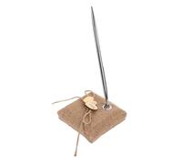 KOCKSHION Stylo pour Livre D'or Mariage Rustique Porte-stylo Double Cœur en Toile de Jute et Alliage, Design Entrelacé pour Réduire les Pertes, pour Occasions Importantes
