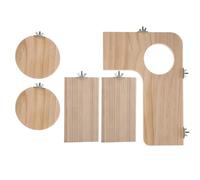 KOCKSHION Support de Saut Pratique en Bois pour Petits Animaux et Perroquets, Ensemble de 5 Pièces Planches L, Ronde et Rectangulaire, Sûr et Fonctionnel pour Habitat Domestique