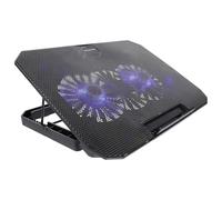 KOCKSHION Support pour Ordinateur Portable Refroidisseur Silencieux Noir pour Ordinateur Portable Abs, Dissipation Thermique à Deux Cœurs et Maille Métallique Large 14-15,6 Pouces