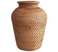 KOCKSHION Vase en Rotin Tressé Fait Main, Design Simple et Rond, Facile à Nettoyer, Décoration Maison Bureau