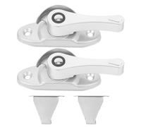 KOCKSHION Verrou de Fenêtre en Croissant en Acier Inoxydable Argenté, 2 Sets avec Crochet, Verrouillage Fiable pour Portes et Fenêtres en Aluminium ou Bois