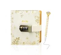 Kococaty Journal intime avec cadenas, journal intime à combinaison pour filles de 8, 9, 10, 11, 12 et 13 ans, avec stylo à bille doré brillant, cadeau d'anniversaire pour filles, Cadeau pour Femmes