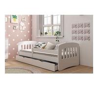 s - Lit classic 1 blanc tiroir et matelas inclus 180/80