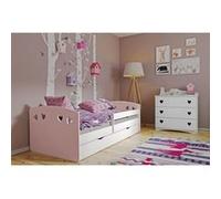 Kocot Kids - Lit Julie mix rose poudré tiroir et matelas inclus 160/80 Blanc