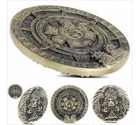 Kocreat Médaillon commémoratif 3D en bronze avec statue aztèque Maya - Pièce de monnaie en bronze antique - Réplique originale de pièce commémorative