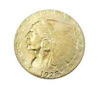 Kocreat Pièce de monnaie dorée de 1928 représentant une tête indienne de 2,5 Dollar - Pièce de monnaie porte-bonheur - Collection Morgan Dollar, Argenté.