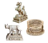 Kocris Casa Lot de 3 décorations pour aquarium de Rome antique - Statue de guerrier de Colisée - Sculpture pour reptile tortue lézard araignée - Ornement pour terrarium
