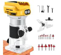 Kocusu Defonceuse a Bois 1300 W Batterie pour Dewalt 20 V/18 V,Affleureuse Sans Balais 6 Vitesses,Fraiseuse à une Main,Fraise à Bois Sans Fil avec 15 Fraises 1/4" pour le Travail du Boi(Sans Batterie)